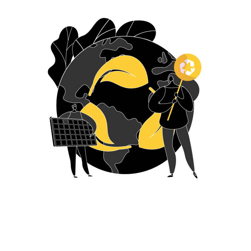 Gráfico ESG de clipart de gobernanza ambiental en negro y amarillo.