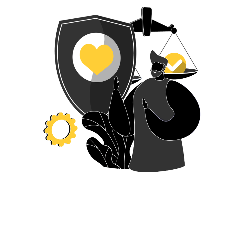 Gráfico ESG clipart social negro y amarillo.