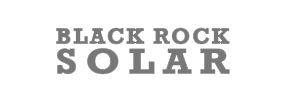 Grey, blocky serif text reading "BLACK ROCK SOLAR" on a black background.